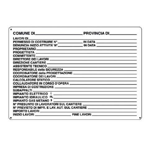 Cartello per Cantieri - Dim.: 80x60 cm